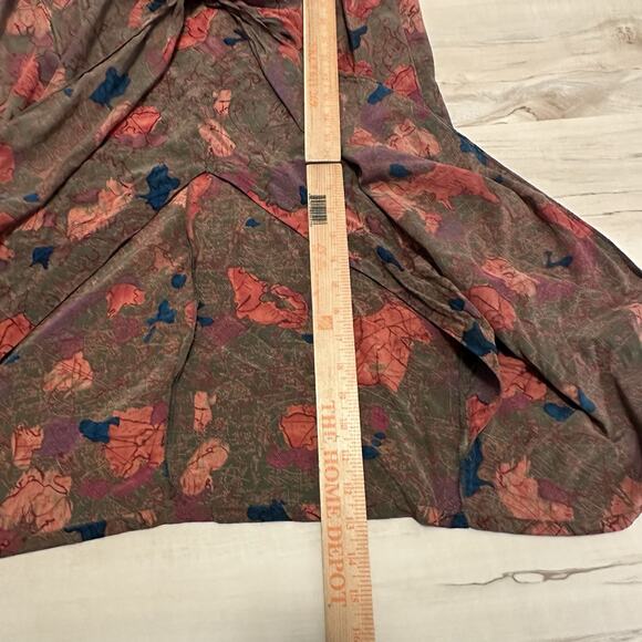 Lauren Alexandria 14 Dress Faux Wrap 100% Silk Short Sleeve Abstract Print Brown - Picture 12 of 12